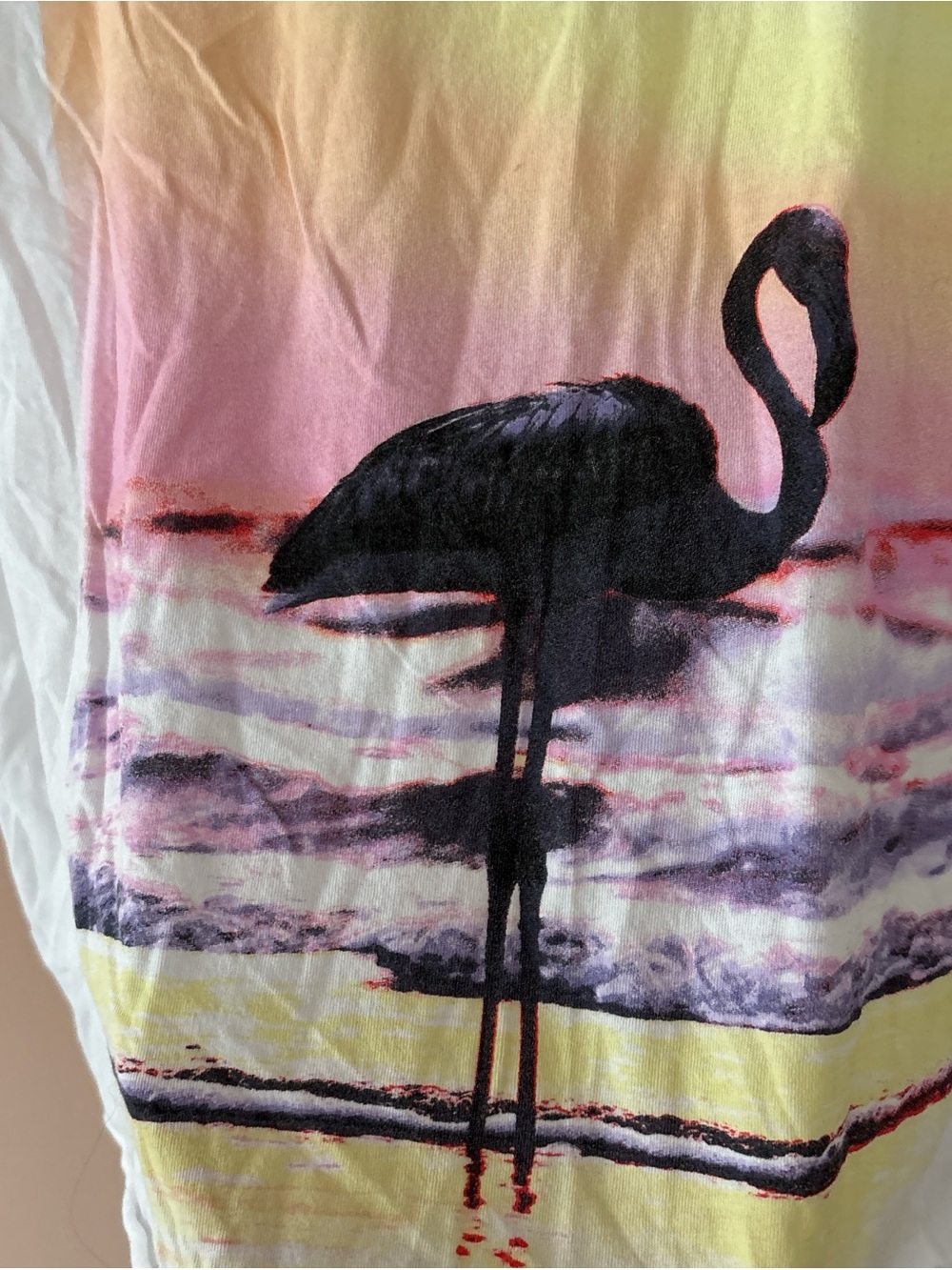 Grayson Threads White Tee with Yellow, Pink & Purple Flamingo Graphic - Picture 3 of 3